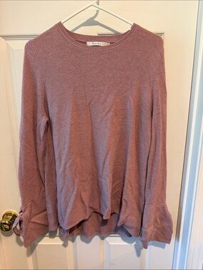 Harper Lane Mauve Tie-Cuff Crewneck Sweater